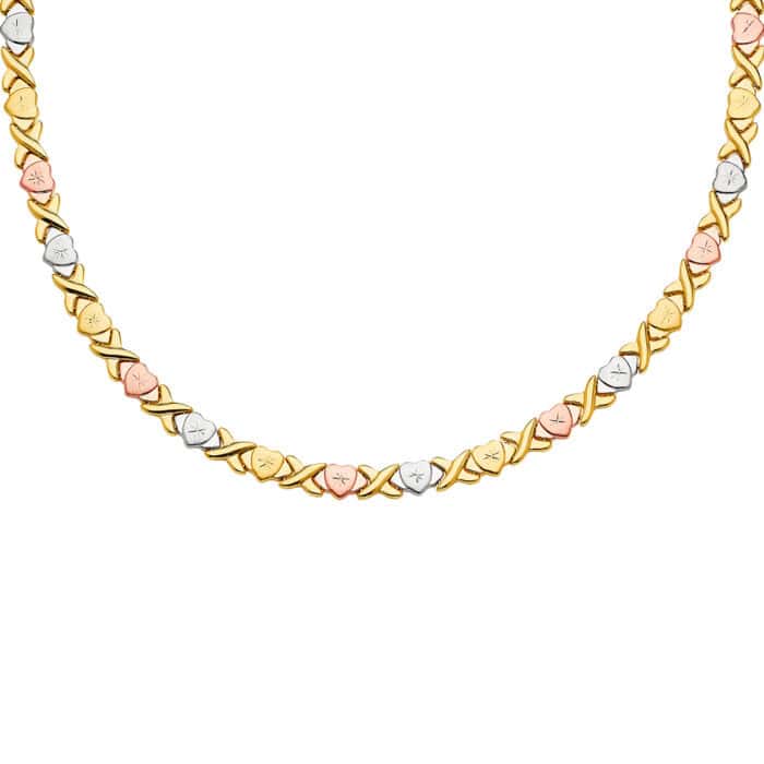 14K Tri Color Gold Stampato Necklace