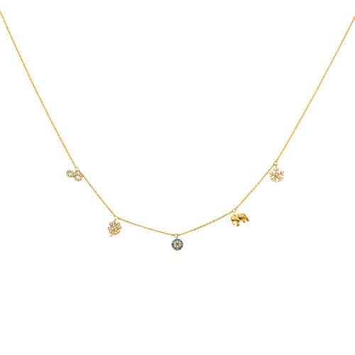 14K Yellow Gold Cubic Zirconia Dangling Light Chain Necklace