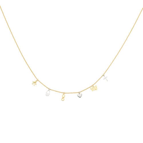 14K Two Tone Gold Dangling Light Chain Necklace