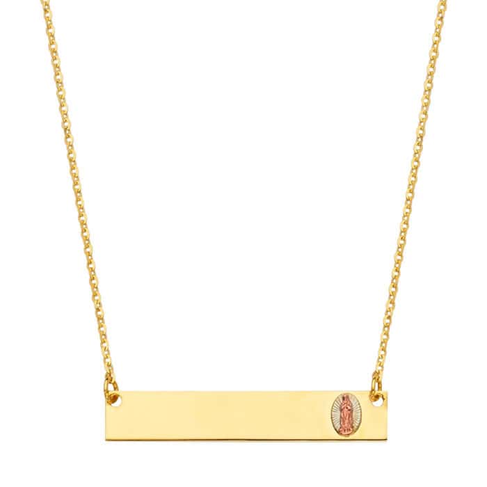 14K Yellow Gold ID w/ Guadalupe Chain Necklace