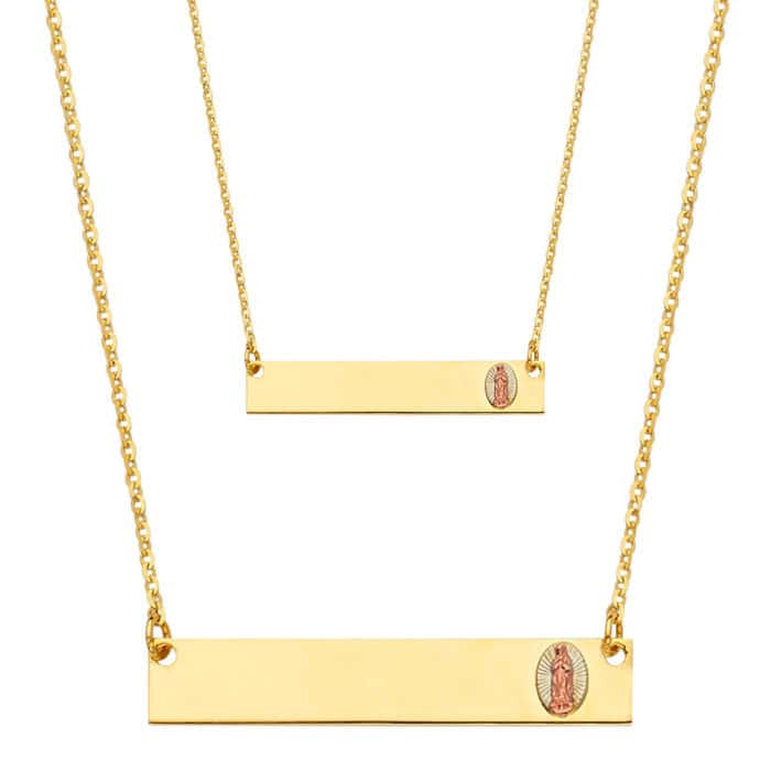 14K Yellow Gold ID w/ Guadalupe Chain Necklace - Image 3
