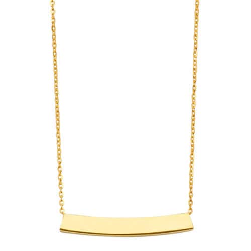 14K Yellow Gold Moving ID Bar Light Chain Necklace