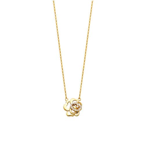 14K Yellow Gold Cubic Zirconia Necklace - 17+1"