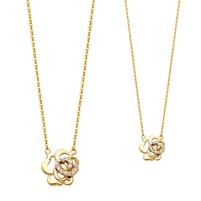 14K Yellow Gold Cubic Zirconia Necklace - 17+1" - Image 2