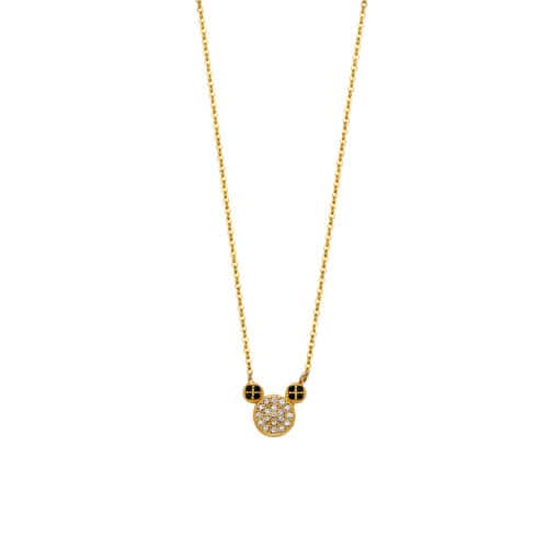 14K Yellow Gold Cubic Zirconia Necklace - 17+1"