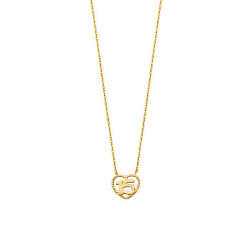 14K Yellow Gold Sweet 15 Necklace - 17+1"