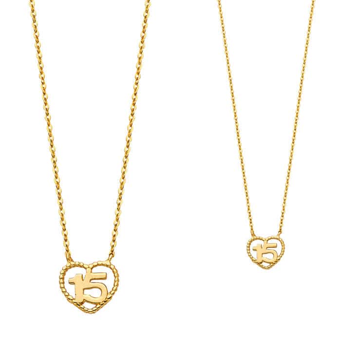 14K Yellow Gold Sweet 15 Necklace - 17+1" - Image 2