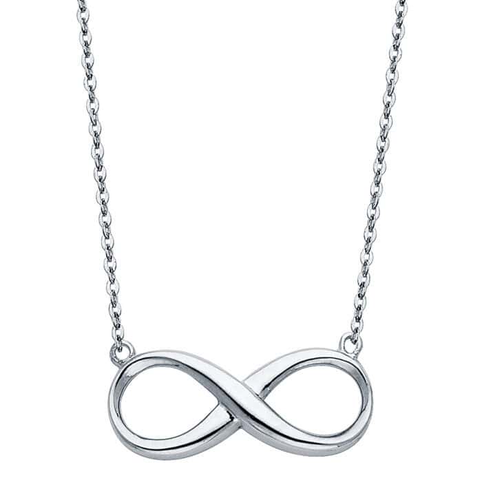 14K White Gold Infinity Necklace - 17+1"
