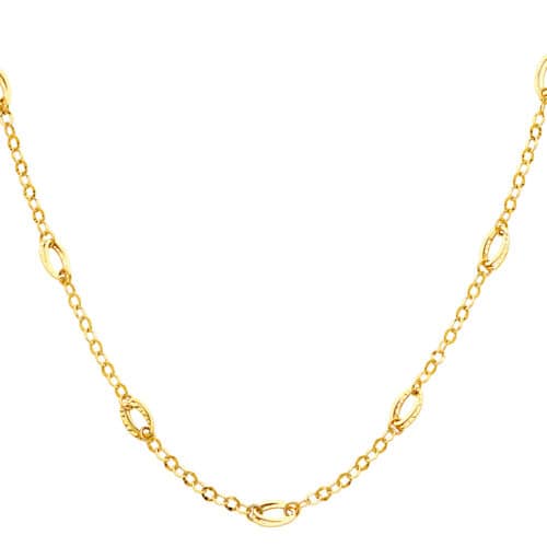 14K Yellow Gold Hollow Necklace - 17+1"