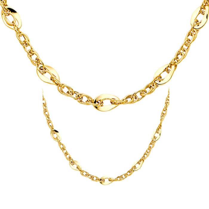 14K Yellow Gold Hollow Necklace - 18" - Image 2