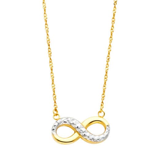 14K Two Tone Gold Infinity Necklace - 17+1"