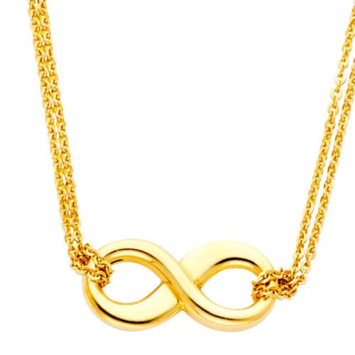 14K Yellow Gold Infinity Necklace - 17+1"