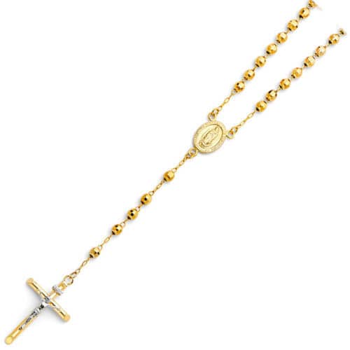 14K Yellow Gold 4mm Ball Rosary Necklace