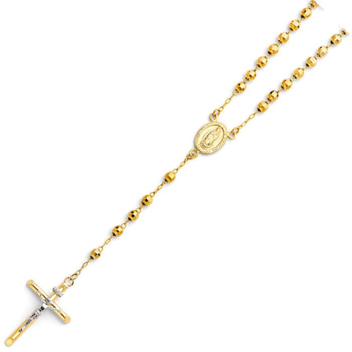 14K Yellow Gold 4mm Ball Rosary Necklace