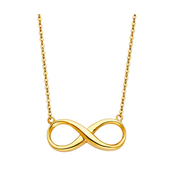14K Yellow Gold Infinity Necklace - 17+1"