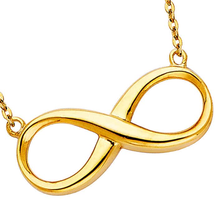 14K Yellow Gold Infinity Necklace - 17+1" - Image 2
