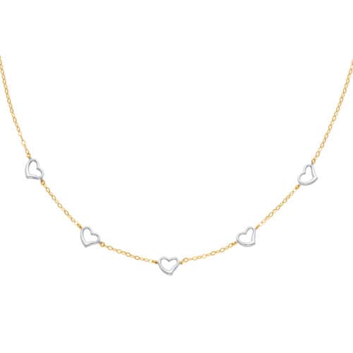 14K Two Tone Gold Hollow Necklace - 17"