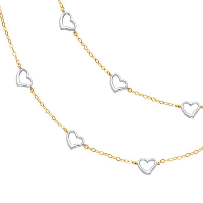14K Two Tone Gold Hollow Necklace - 17" - Image 3