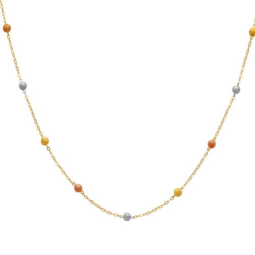 14K Tri Color Gold Necklace - 18"