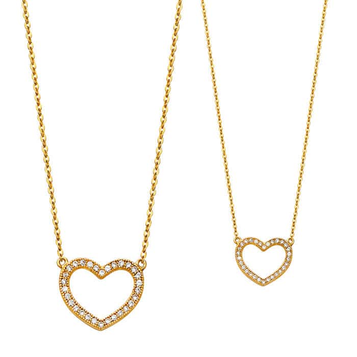 14K Yellow Gold Pave Cubic Zirconia Open Necklace - 17+1" - Image 2