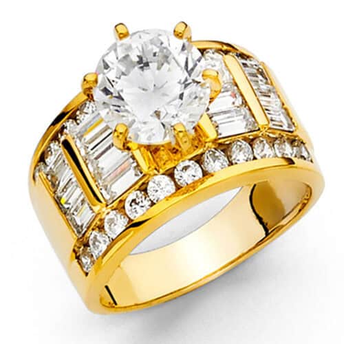 14K Yellow Gold Cubic Zirconia Engagement Ring