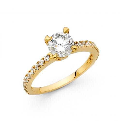 14K Yellow Gold Cubic Zirconia Engagement Ring