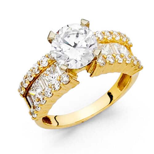 14K Yellow Gold Cubic Zirconia Engagement Ring