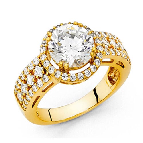 14K Yellow Gold Cubic Zirconia Engagement Ring