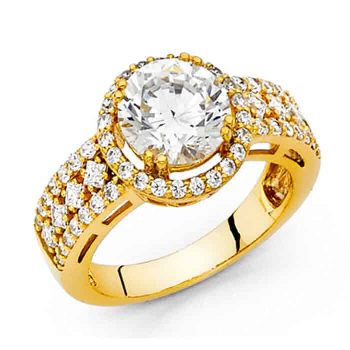 14K Yellow Gold Cubic Zirconia Engagement Ring