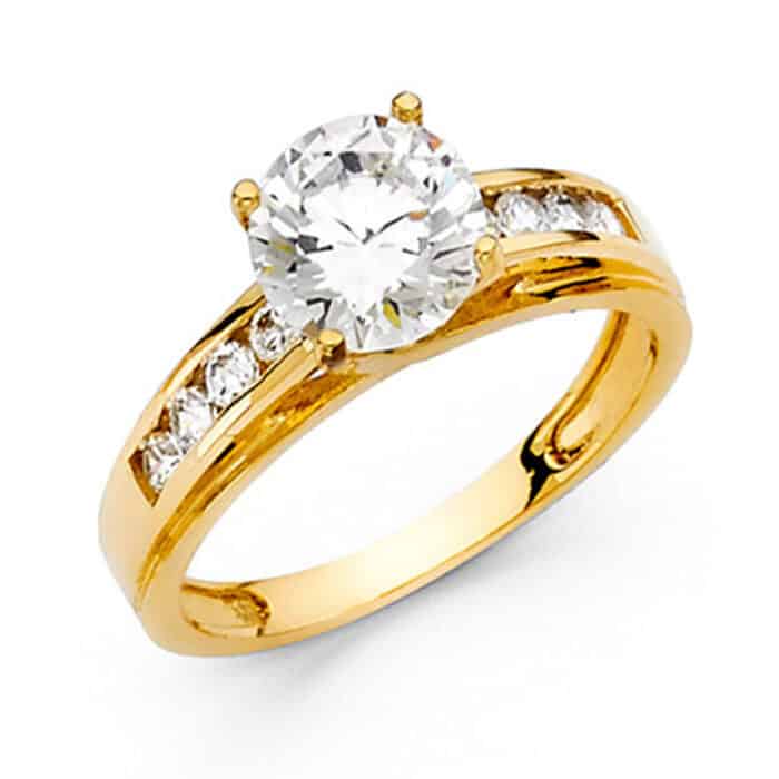 14K Yellow Gold Cubic Zirconia Engagement Ring