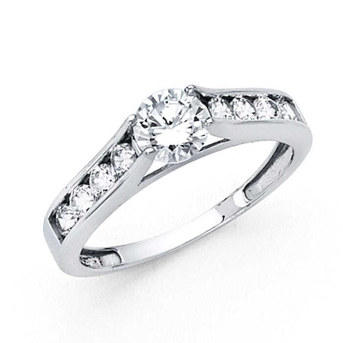 14K White Gold Cubic Zirconia Engagement Ring