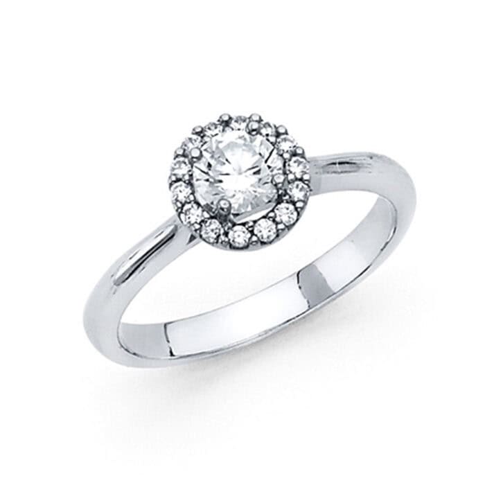 14K White Gold Cubic Zirconia Engagement Ring