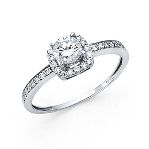 14K White Gold Cubic Zirconia Engagement Ring