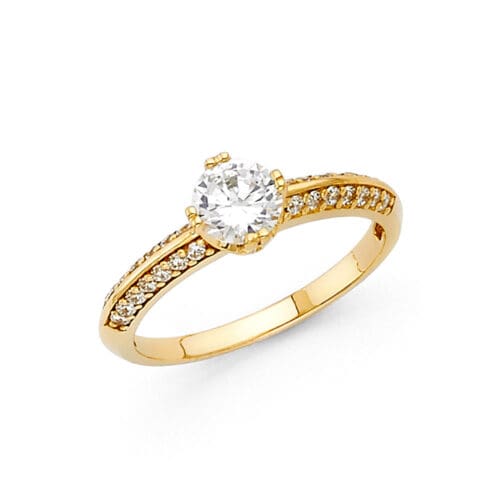 14K Yellow Gold Cubic Zirconia Engagement Ring
