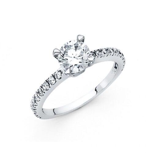 14K White Gold Cubic Zirconia Engagement Ring