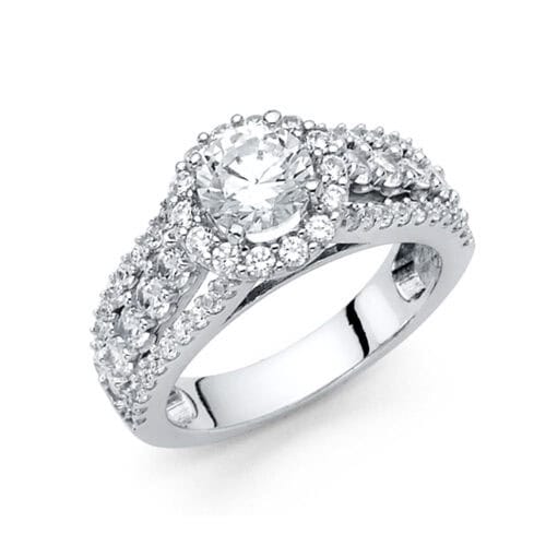 14K White Gold Cubic Zirconia Engagement Ring