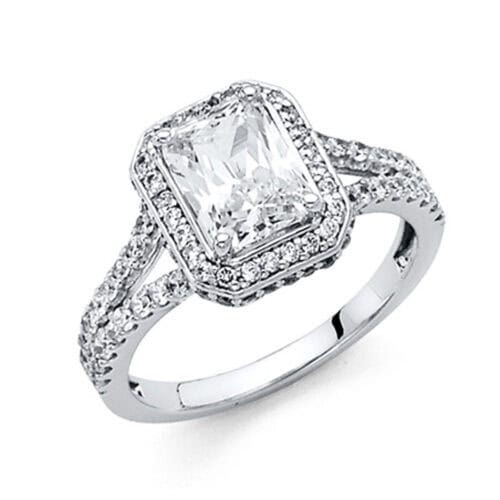 14K White Gold Cubic Zirconia Engagement Ring