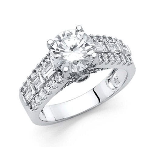 14K White Gold Cubic Zirconia Engagement Ring