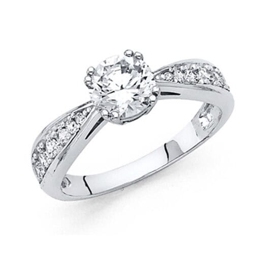14K White Gold Cubic Zirconia Engagement Ring
