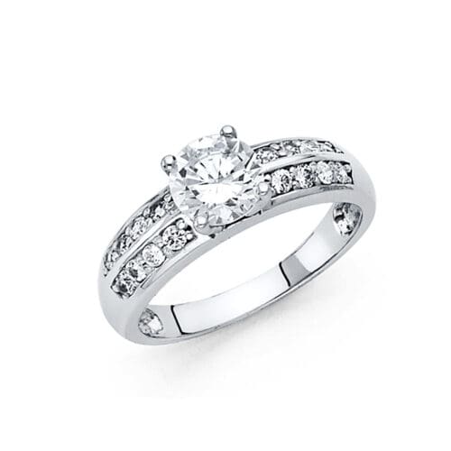 14K White Gold Cubic Zirconia Engagement Ring