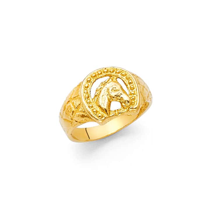 14K Yellow Gold Lucky Horseshoe Babies Ring