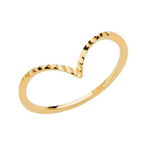 14K Yellow Gold V-Shape Ladies Diaomand Cut Band