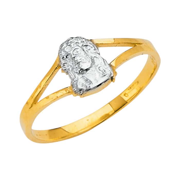 14K Two Tone Gold Jesus Ring