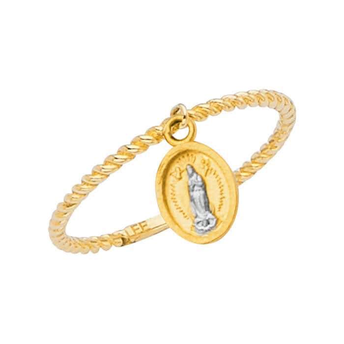 14K Yellow Gold Ring w/Hanging Guadalupe