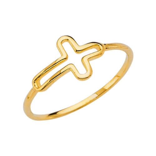 14K Yellow Gold Cross Ring