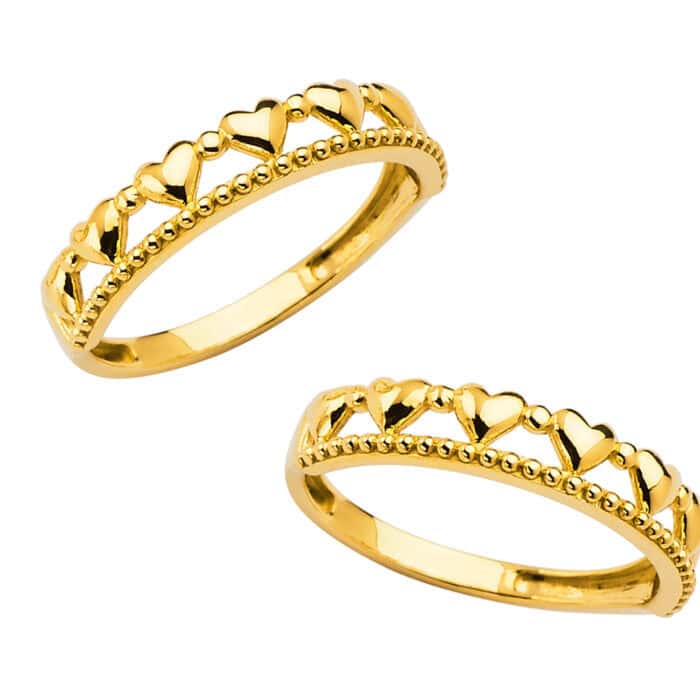 14K Yellow Gold Heart Band - Image 3