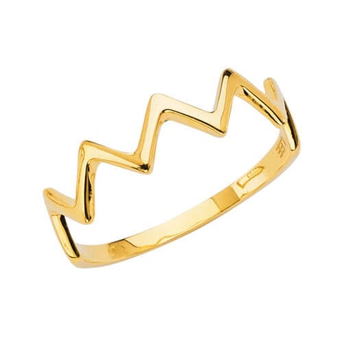 14K Yellow Gold Thunder-Shape Stackble Band
