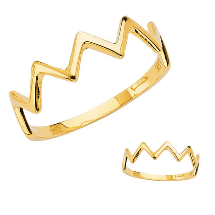 14K Yellow Gold Thunder-Shape Stackble Band - Image 3
