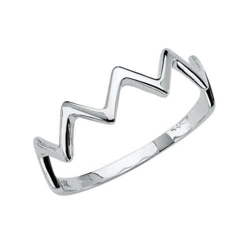 14K White Gold Thunder-Shape Stackble Band