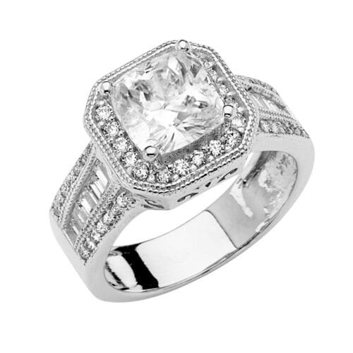 14K White Gold Cubic Zirconia Engagement Ring